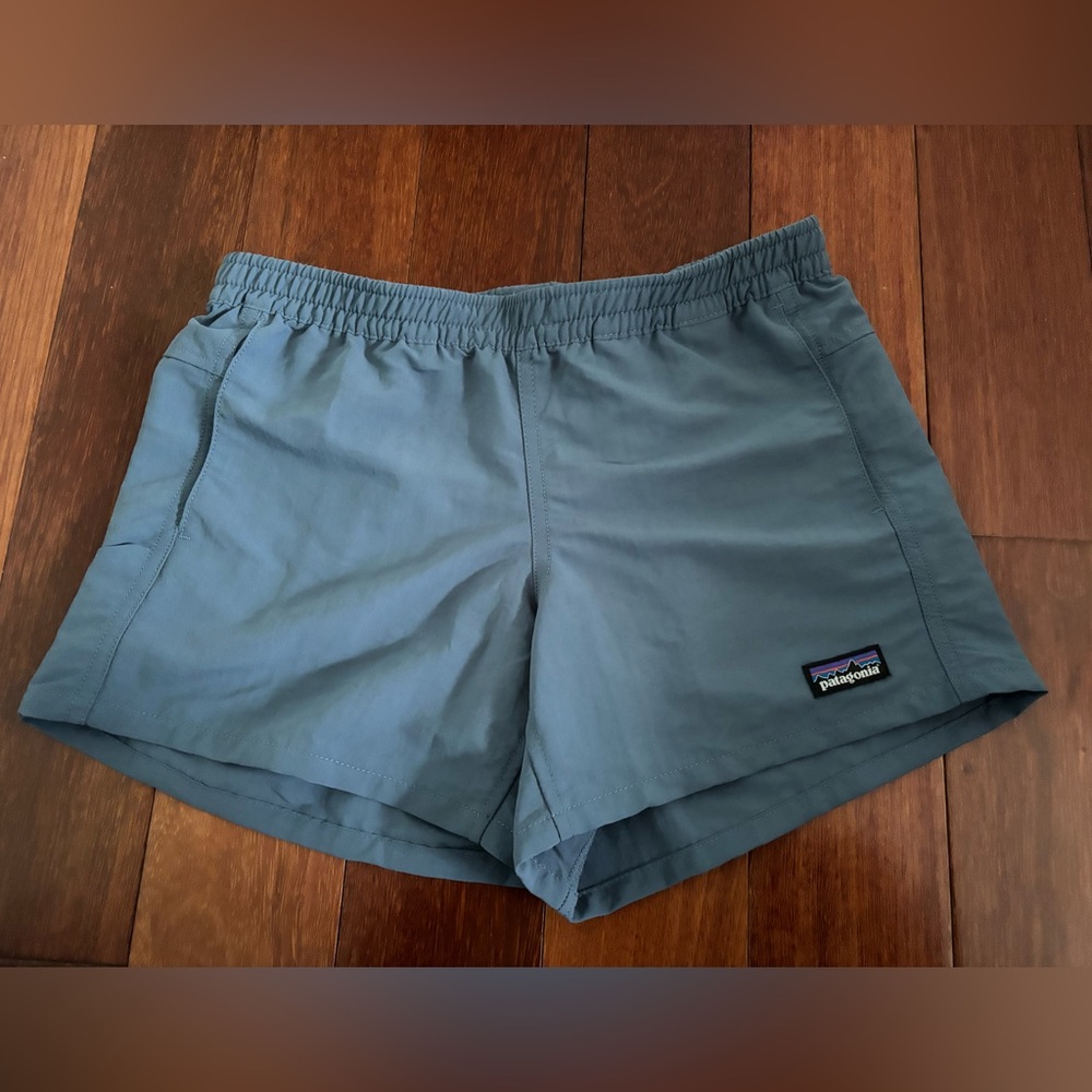 New! Patagonia Kids Baggies Shorts 4” Unlined Utility Blue Size 12 Large